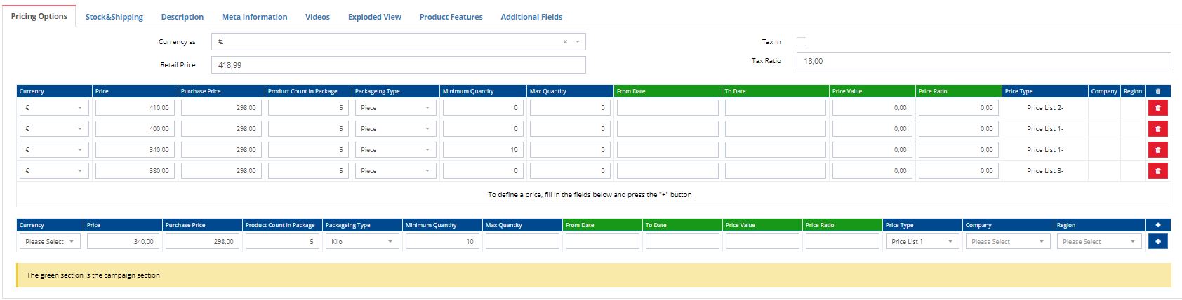 B2B Store QUANTITY BASED CAMPAIGN